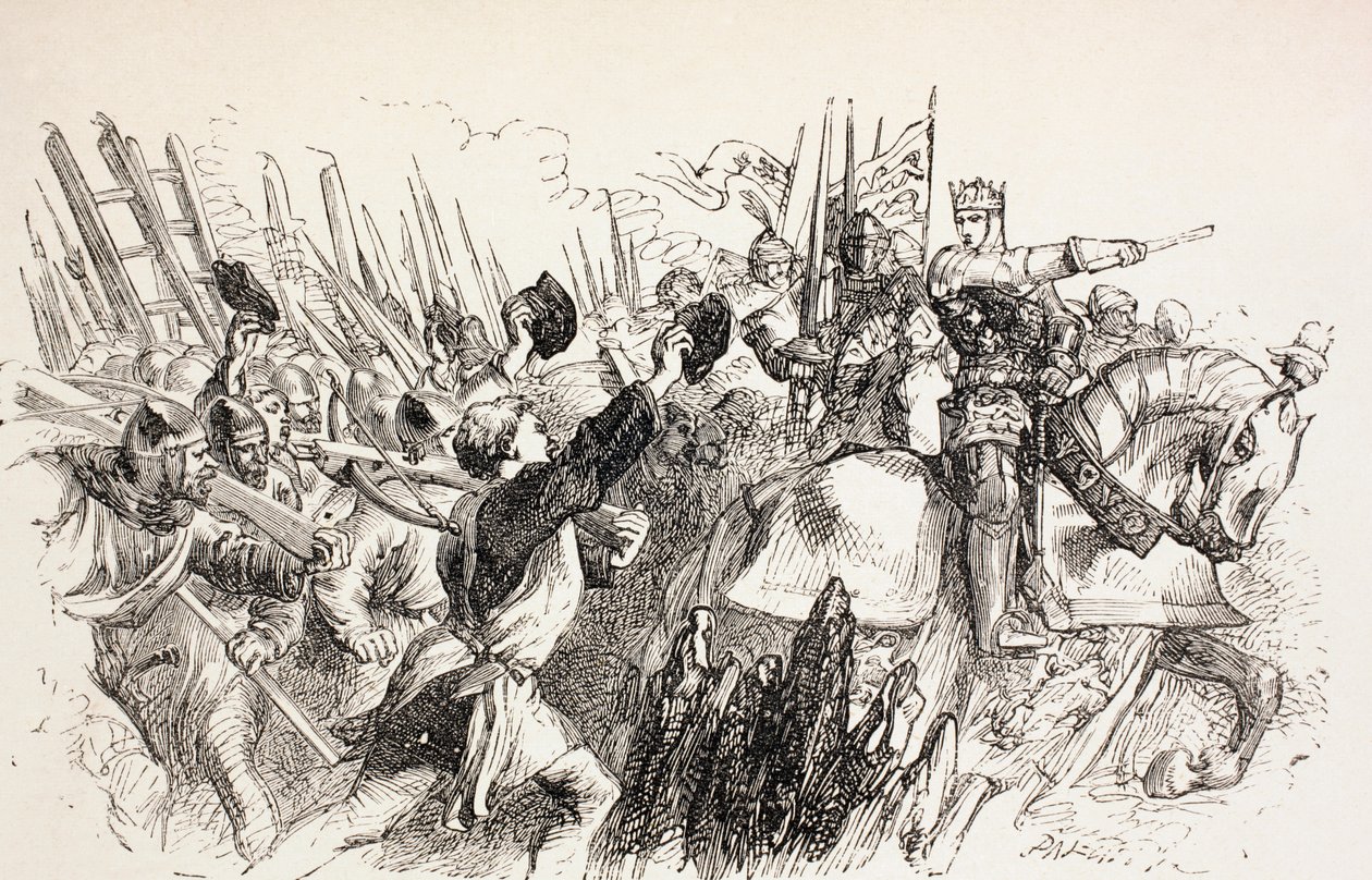 Kung Henrys styrkor vid belägringen av Harfleur, Frankrike, 1890 av John Gilbert