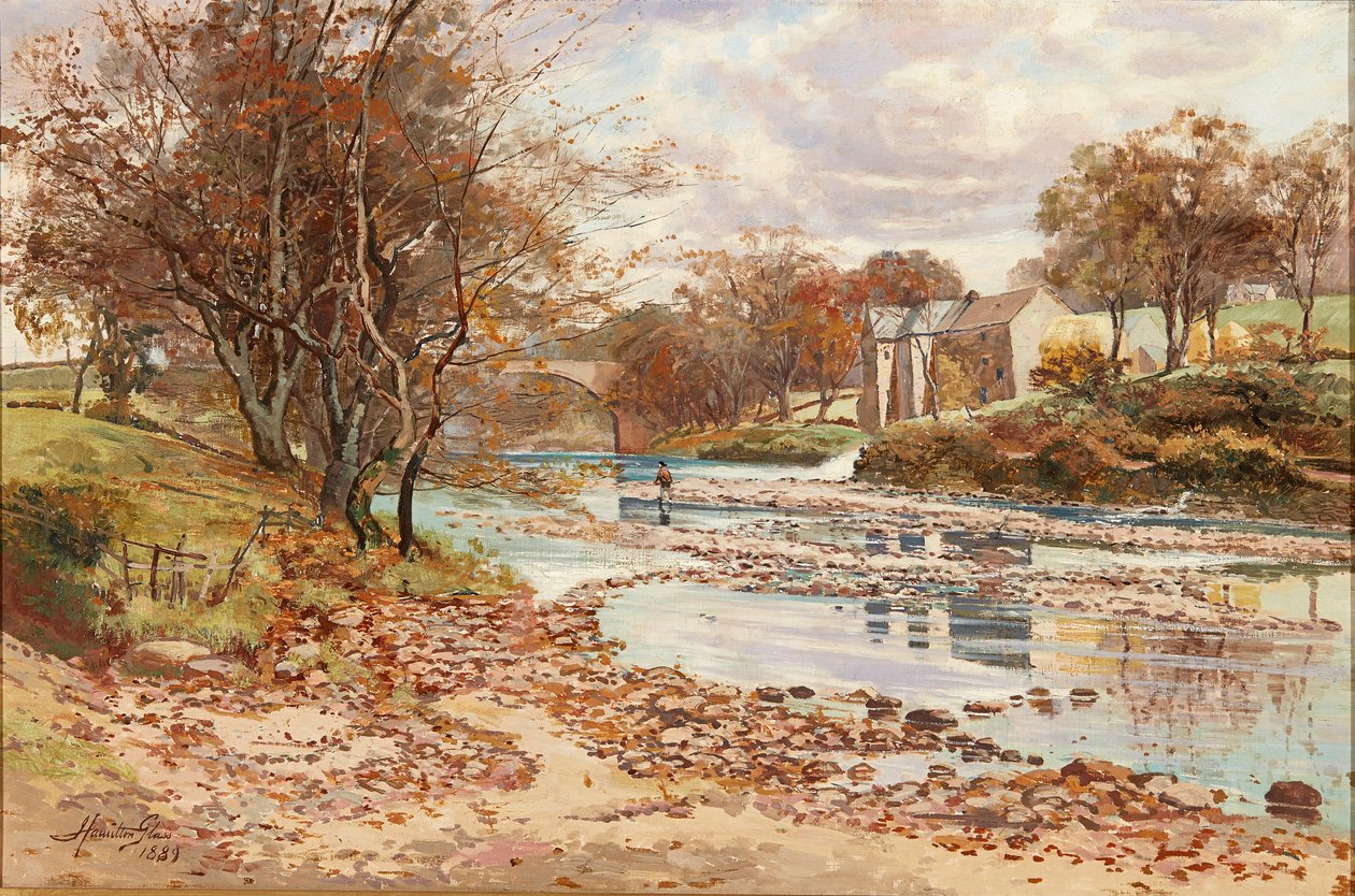 Old Mill on the Tyne, Haddington (olja på duk) av John Glass