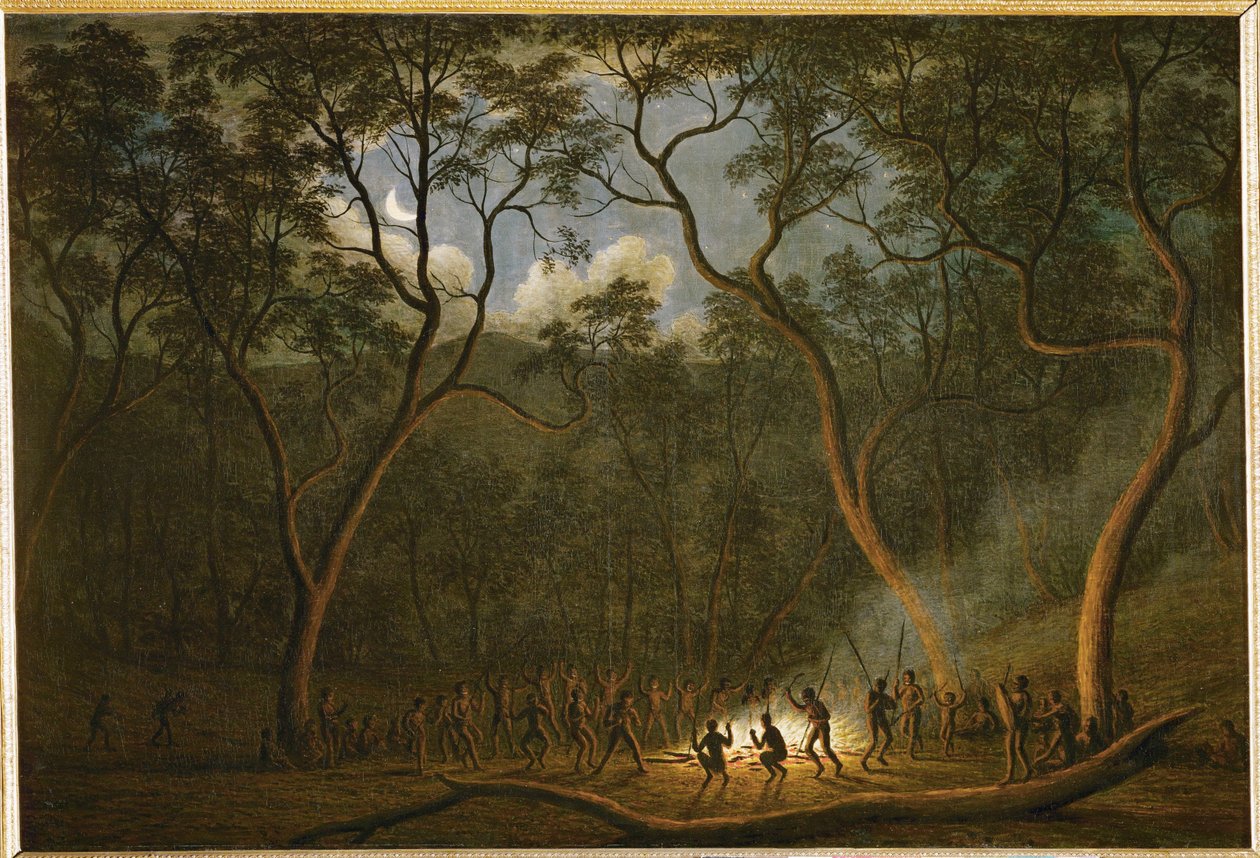 Moonlight-dans av aboriginerna i van Diemen Land, Tasmanien ... av John Glover