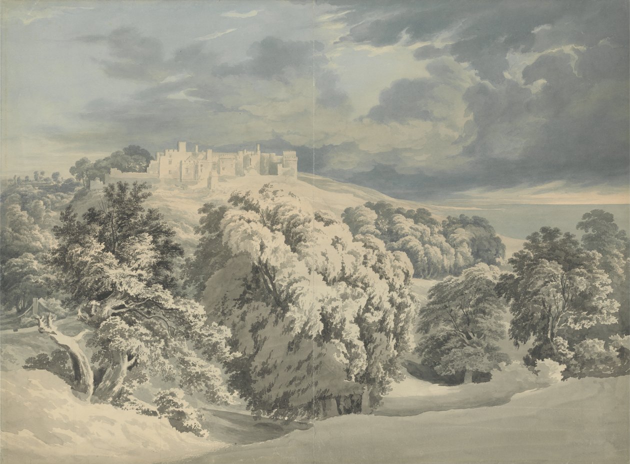 St. Donats Castle, Glamorganshire (wc över grafit på papper) av John Glover