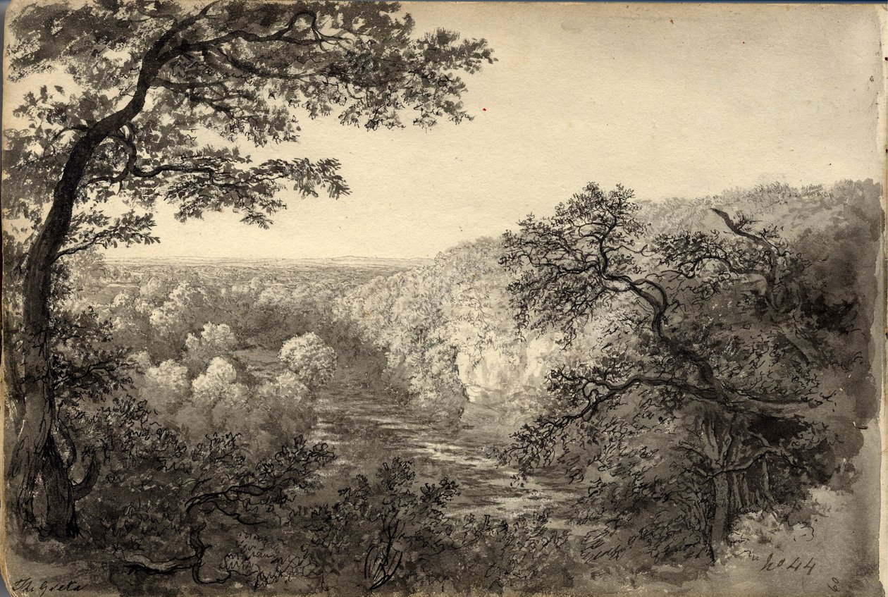 The Greta (bläck (svart) på papper) av John Glover