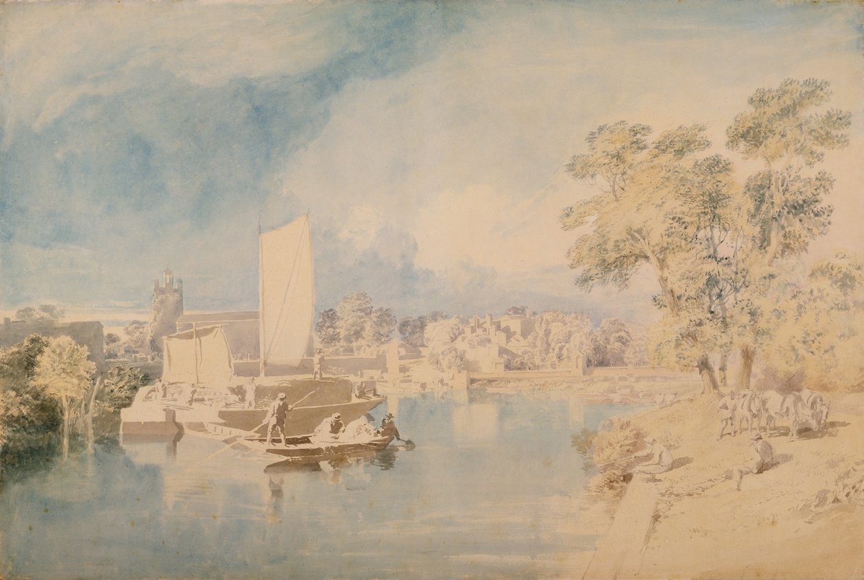 Themsen vid Isleworth, ca 1805-10 (grafit och wc på lagt papper) av John Glover