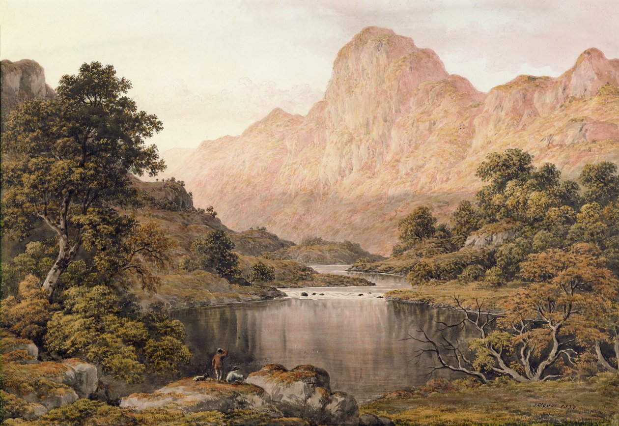 Resenärer vid en sjö i Lake District av John Glover