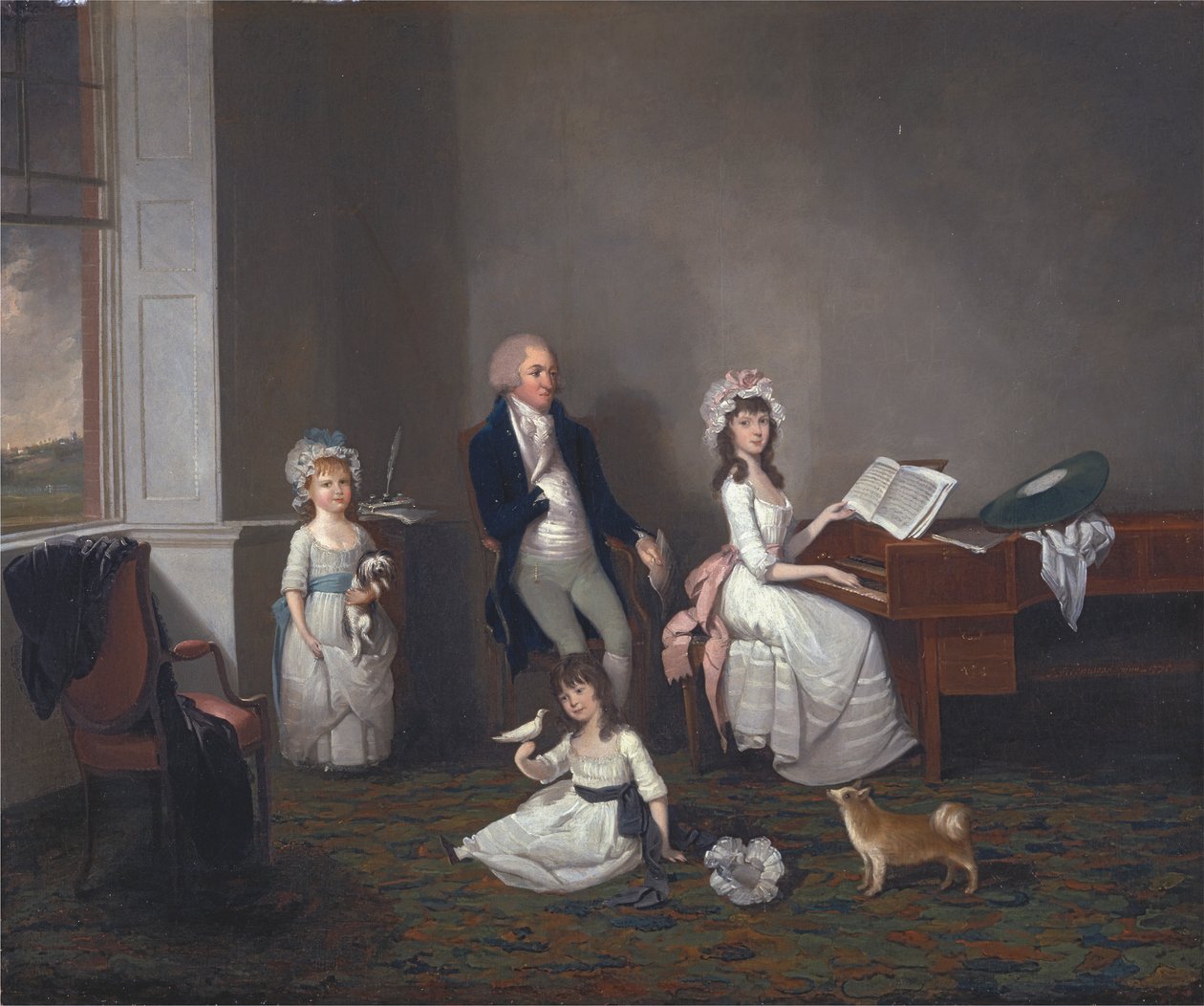 John Richard Comyns från Hylands, Essex, med sina döttrar av John Greenwood