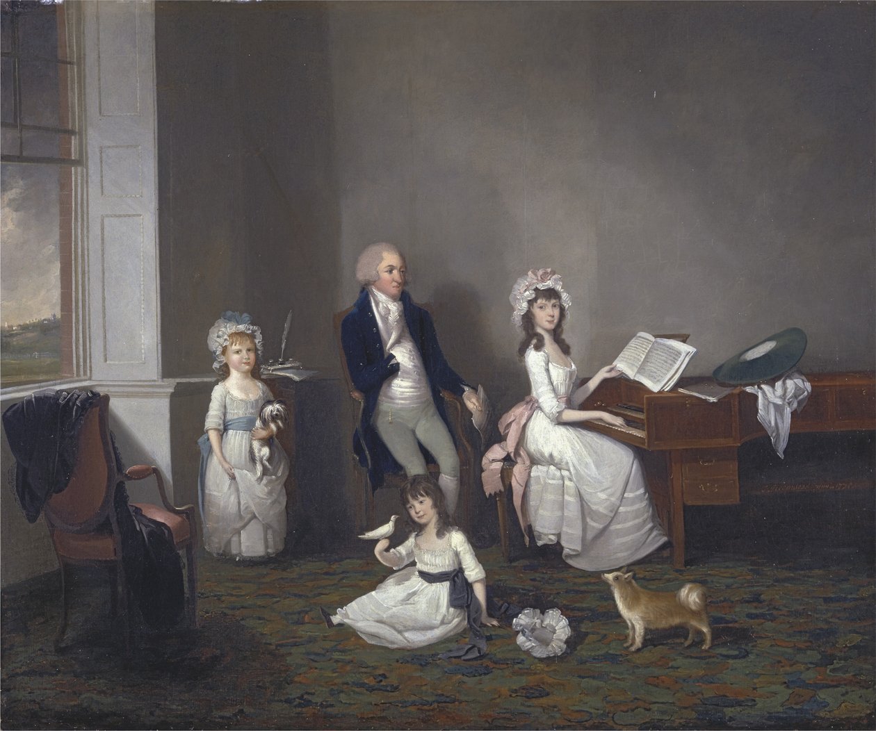 John Richard Comyns från Hylands Essex, med sina döttrar, 1775 av John Greenwood