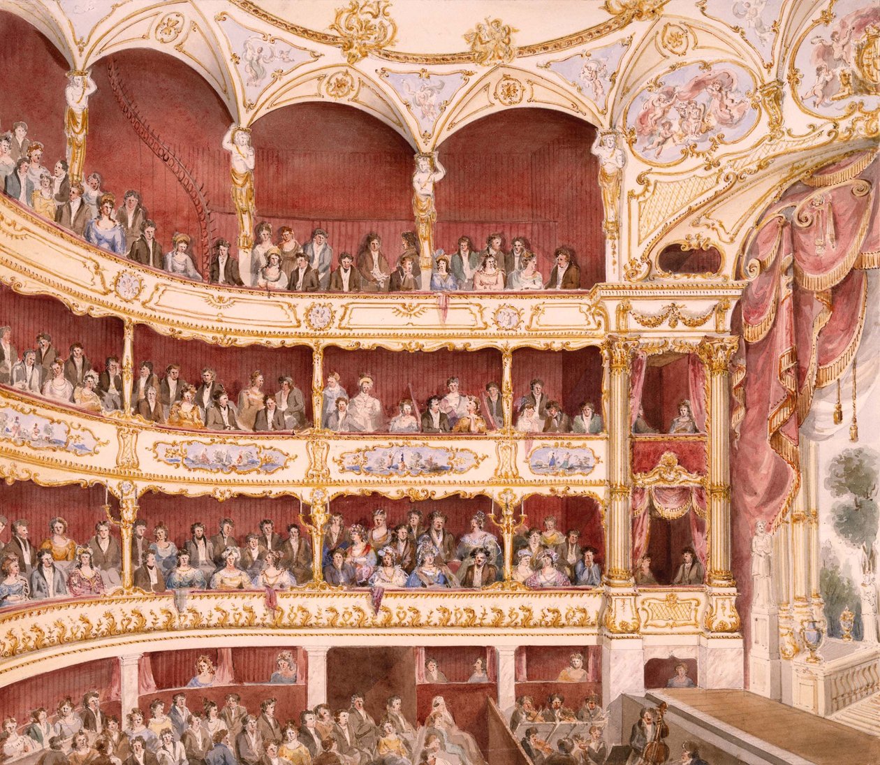 Interiör från St James Theatre, London (akvarell) av John Gregory Crace av John Gregory Crace