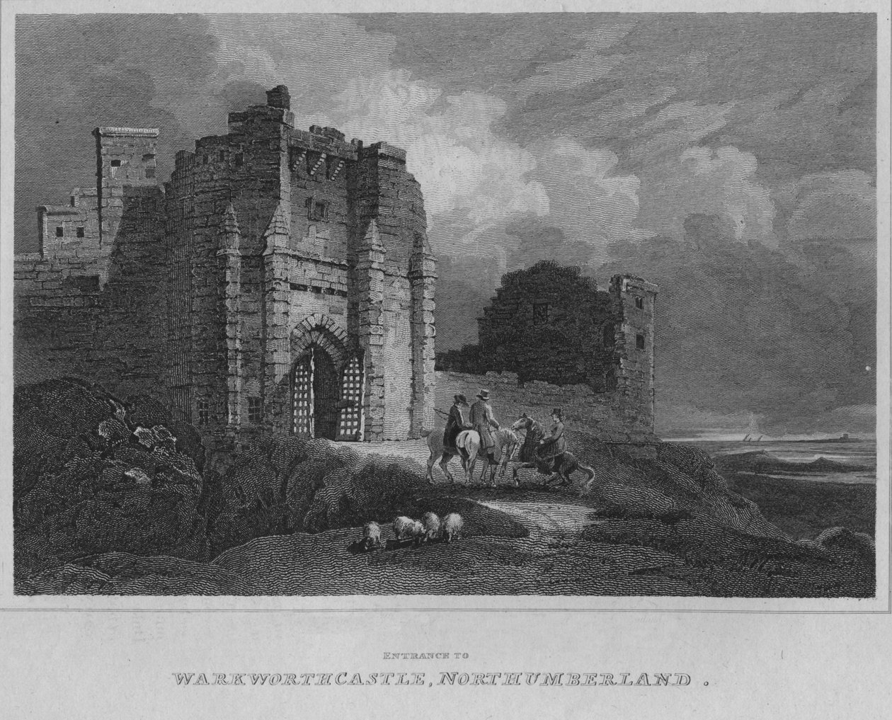 Ingången till Warkworth Castle, Northumberland, 1814 av John Greig