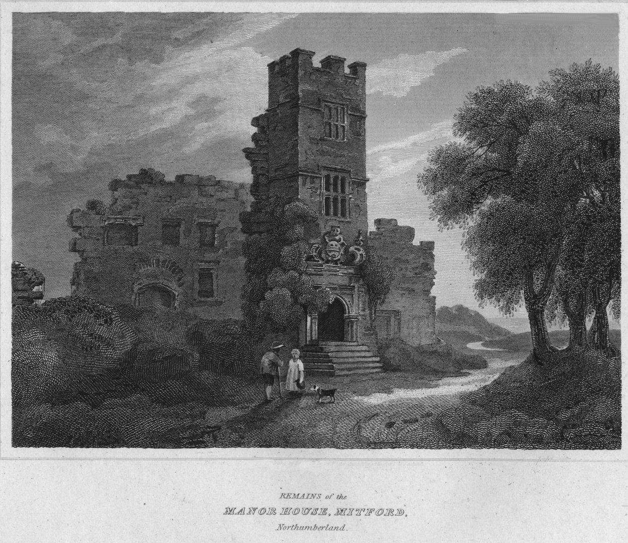 Rester of the North House, Mitford, Northumberland., 1814 av John Greig