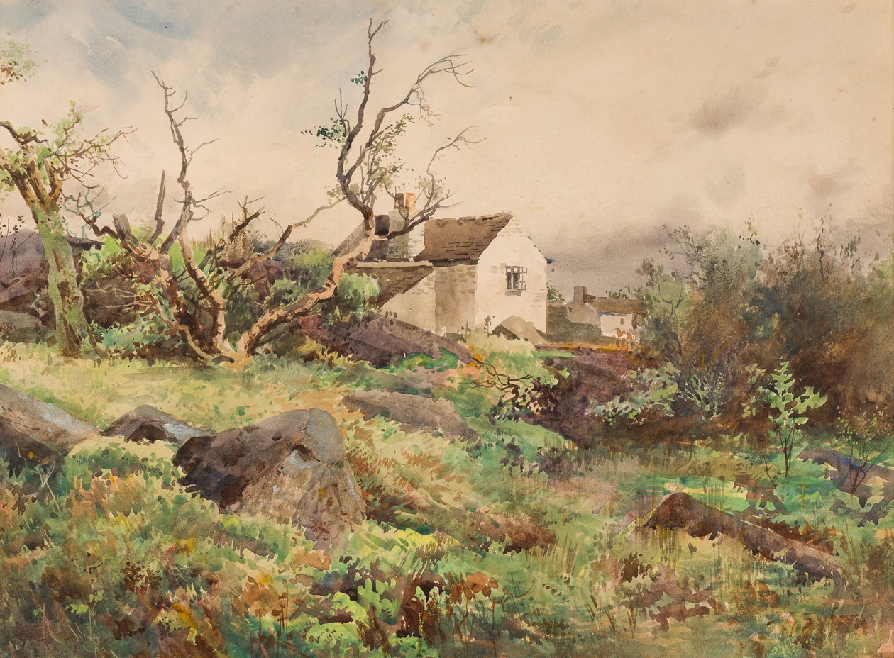Village and Blackthorn, Humberston (wc på papper) av John Guttridge Sykes