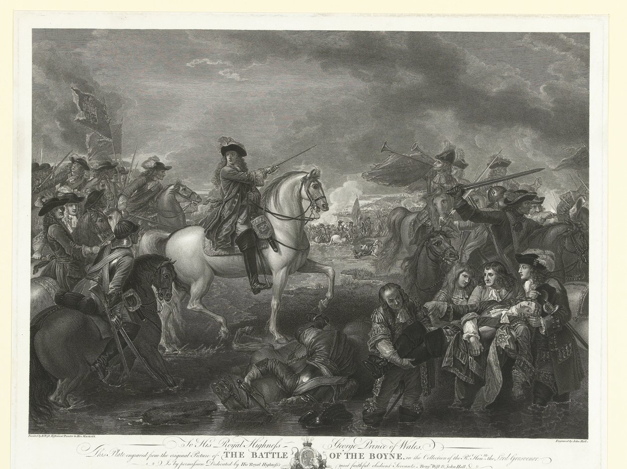 Kung William III i slaget vid Boyne, 1690 The Battle of the Boyne (titel på objekt) av John Hall