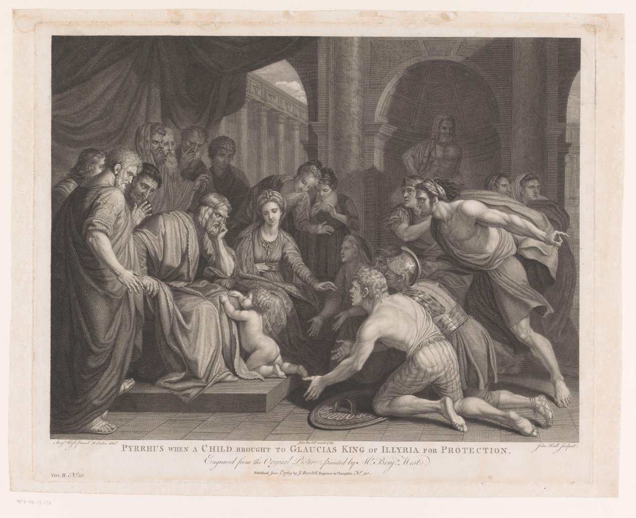 Pyrrhus fördes till kung Glaucias som barn för skydd Pyrrhus när ett barn kommer till Glaucias King of Illyria för skydd (titel på objektet) Huvudmålningar i England (serietitel) The Most Capital Paintings in England (serie tit av John Hall