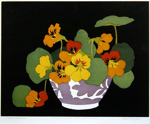 Nasturtiums (träsnitt) av John Hall Thorpe