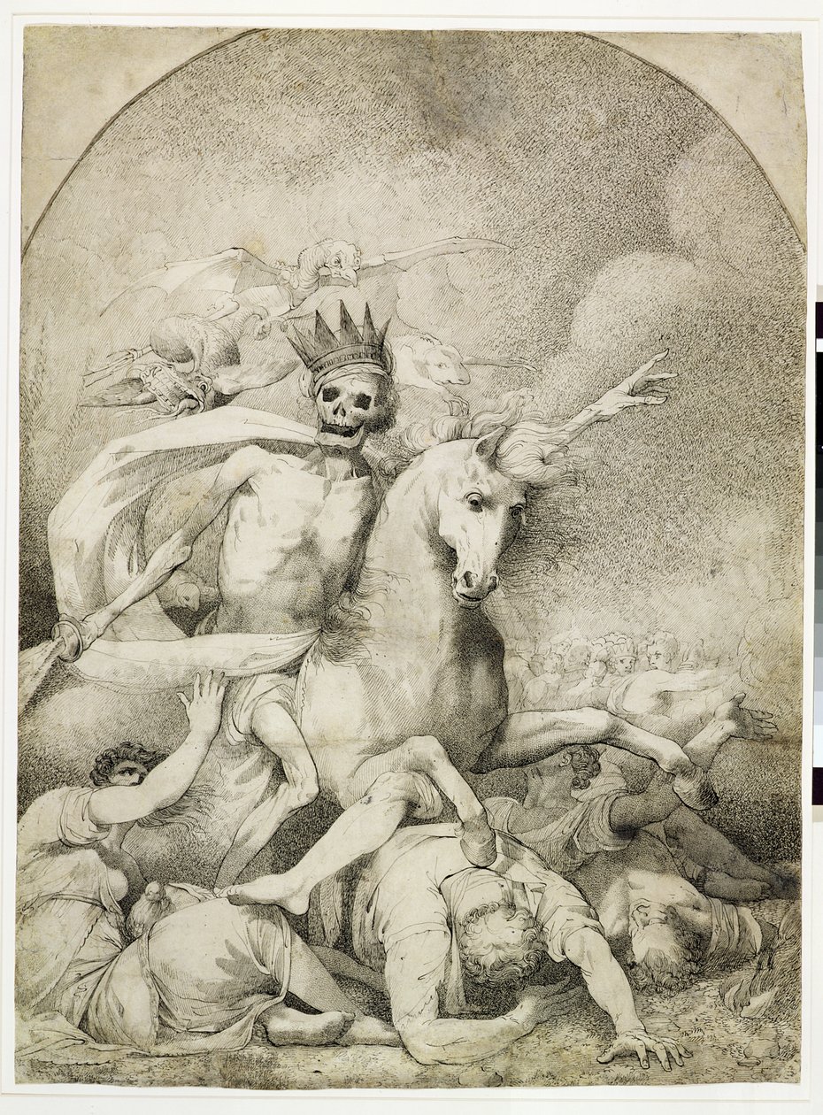 Death on a Pale Horse, ca 1775 (penna och svart bläck på vävt papper) av John Hamilton Mortimer