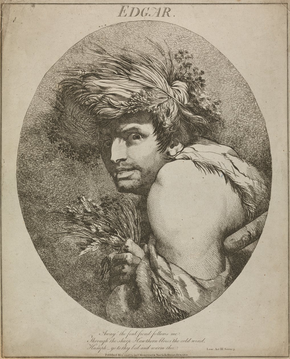 Edgar, "Kung Lear", akt III, scen III av John Hamilton Mortimer