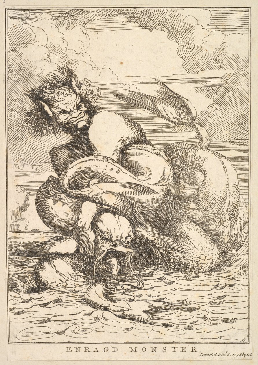 Enragd Monster från Femton Etchings Dedicated to Sir Joshua Reynolds, 8 december 1778. av John Hamilton Mortimer