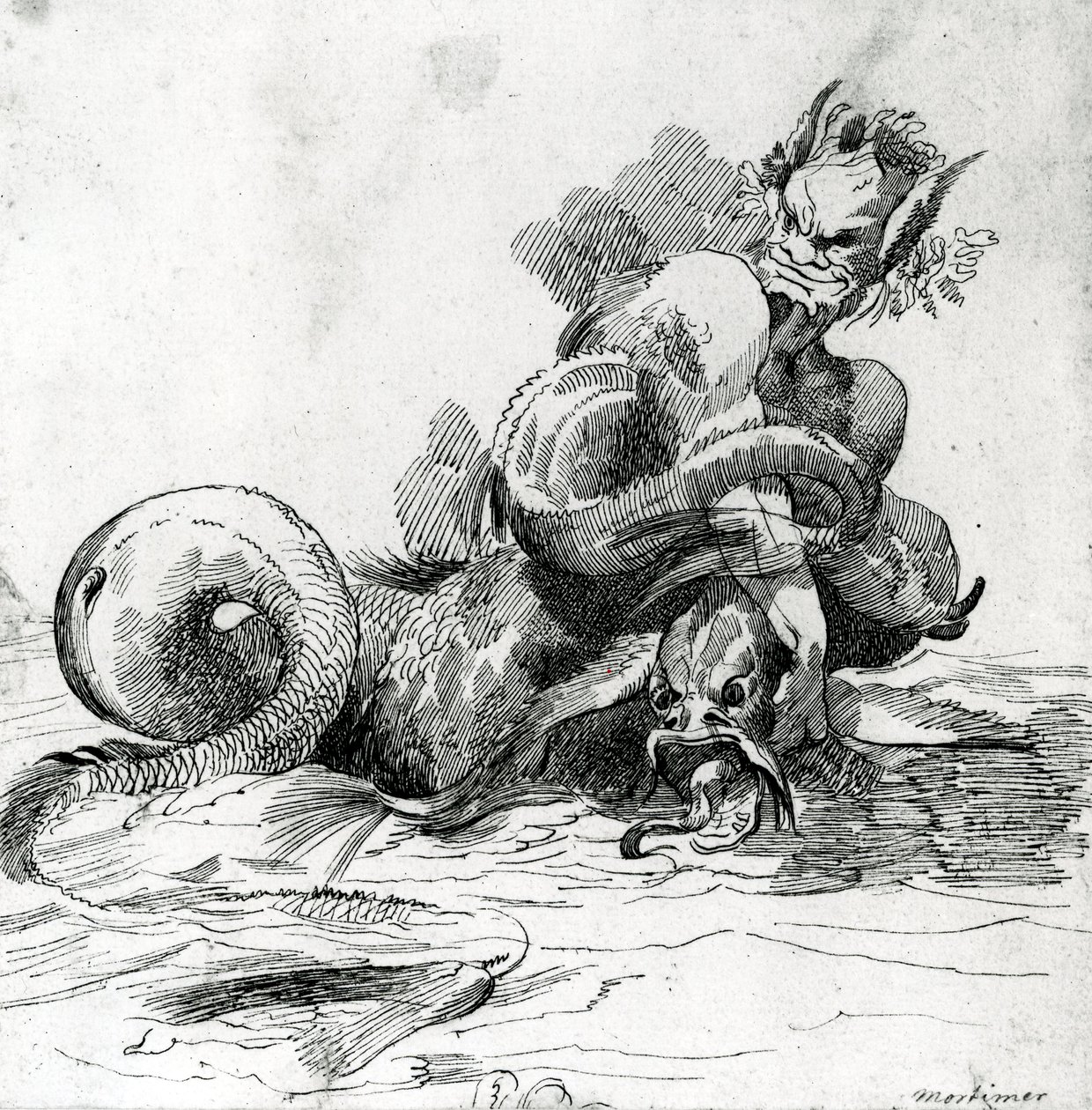 Illustration av ett havsmonster, 1700-tal av John Hamilton Mortimer