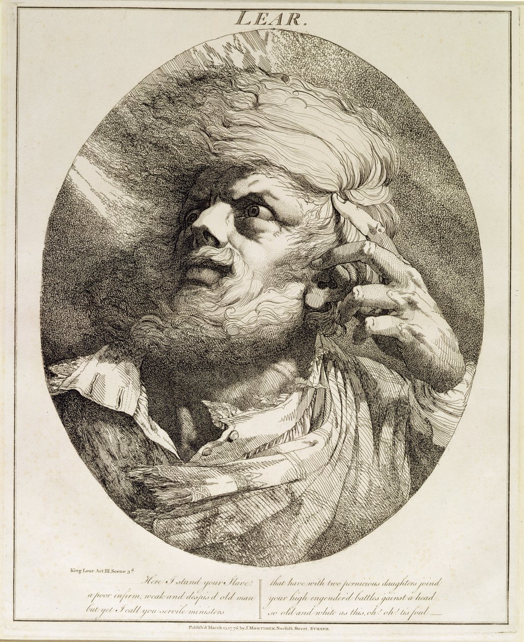 Lear, från King Lear, akt III, scen 3, 1776 av John Hamilton Mortimer