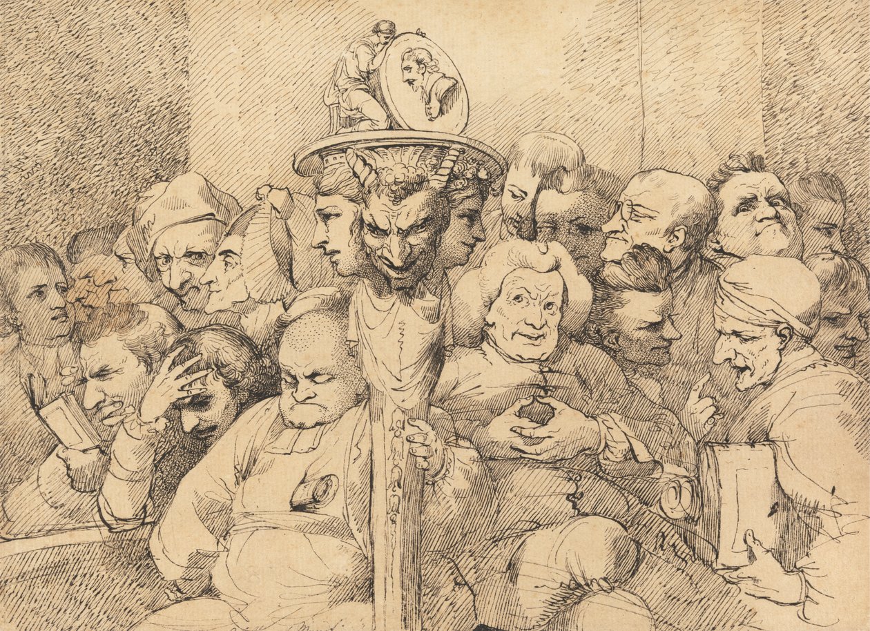 Litterära karaktärer samlade runt Shakespeares medaljong av John Hamilton Mortimer