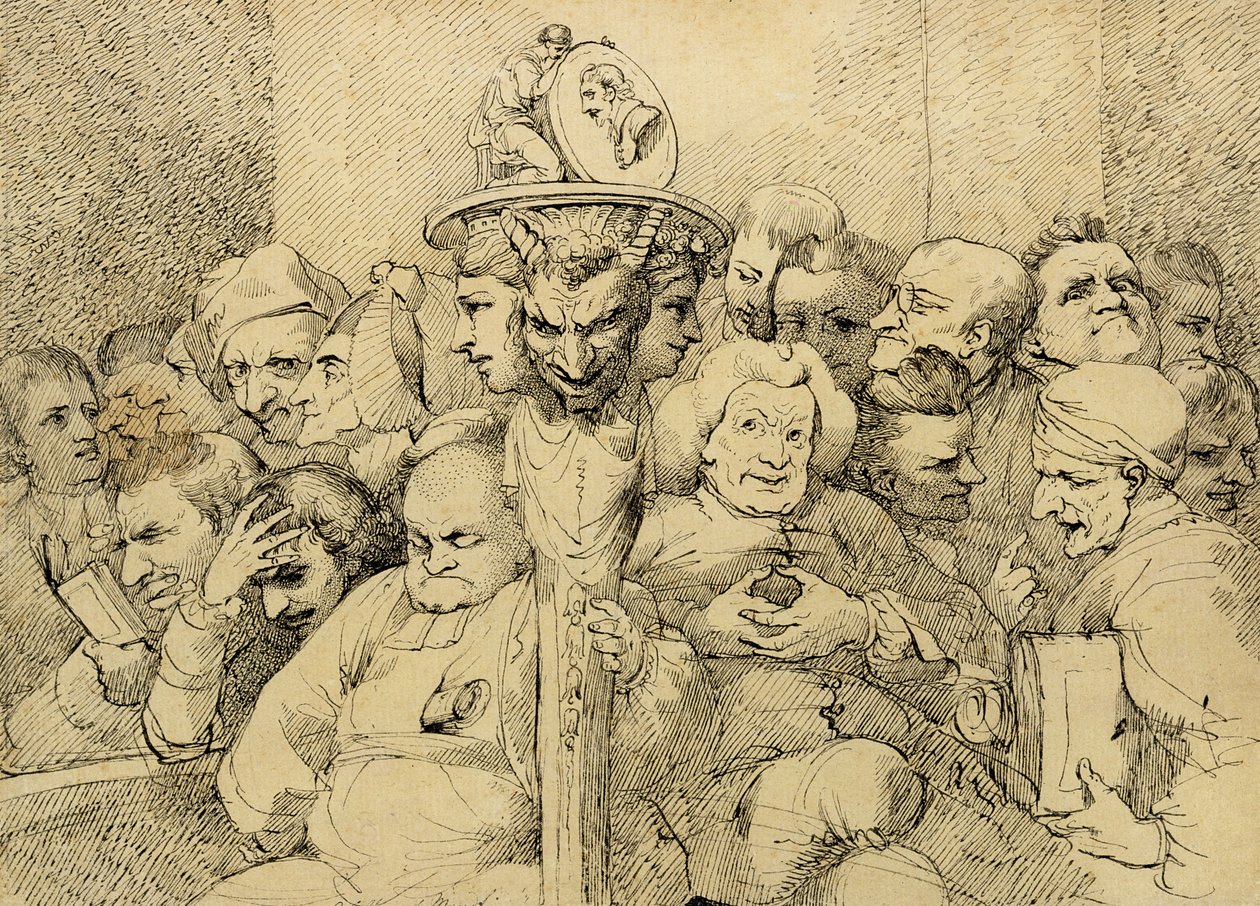 Litterära karaktärer samlade runt Shakespeares medaljong av John Hamilton Mortimer