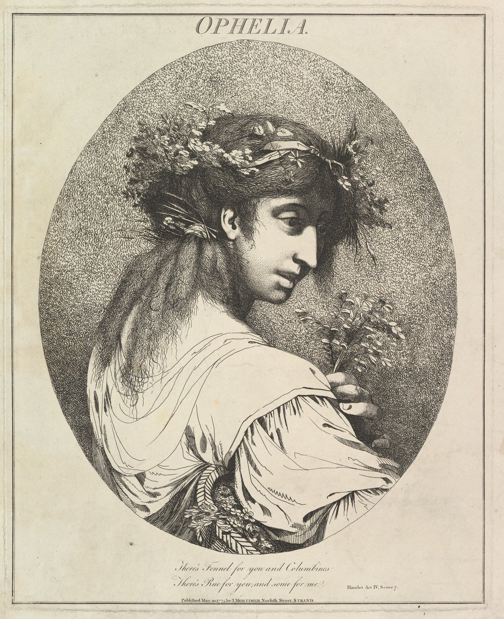 Ophelia tolv karaktärer från Shakespeare, 20 maj 1775. av John Hamilton Mortimer