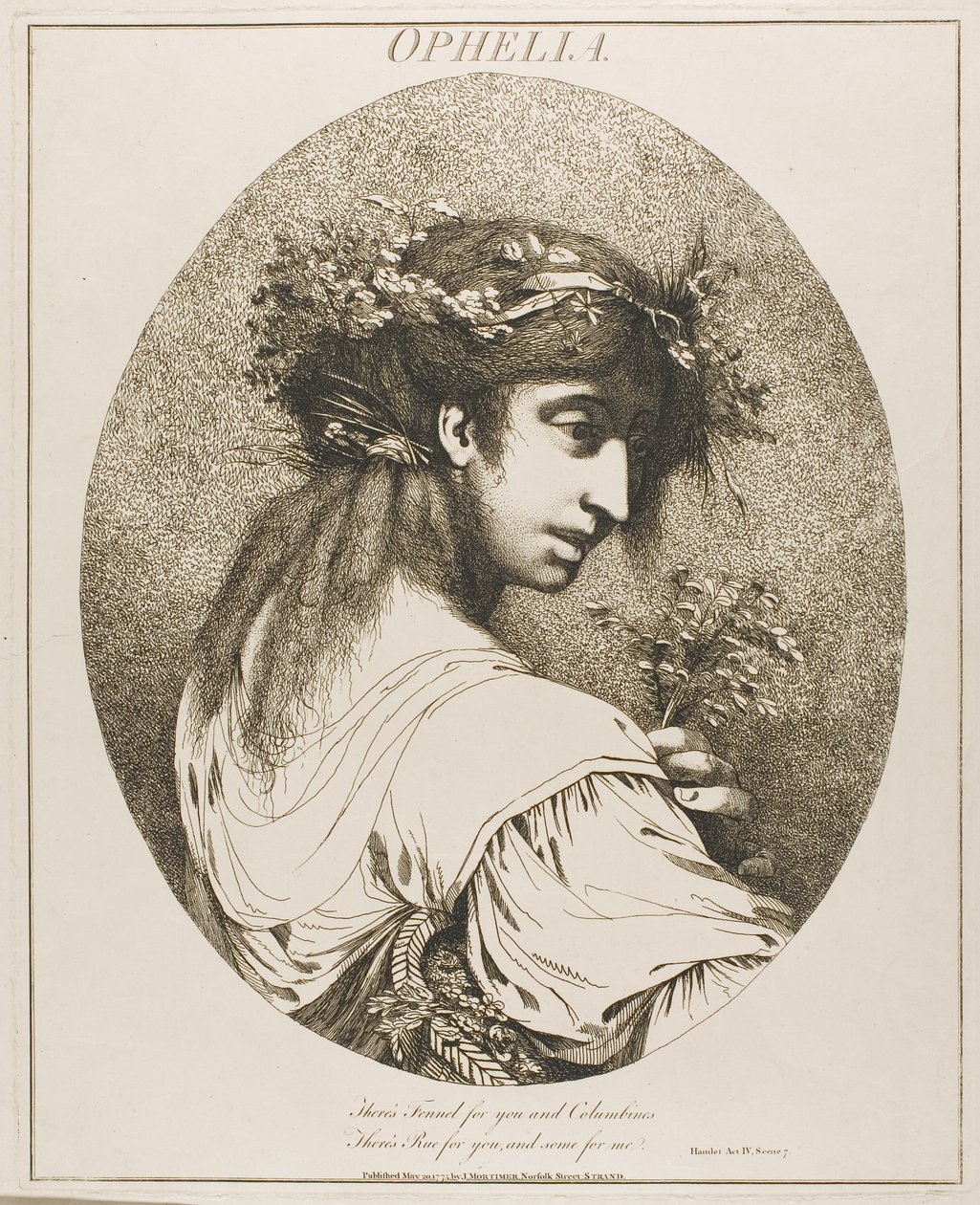 Ophelia, från Tolv karaktärer från Shakespeare av John Hamilton Mortimer
