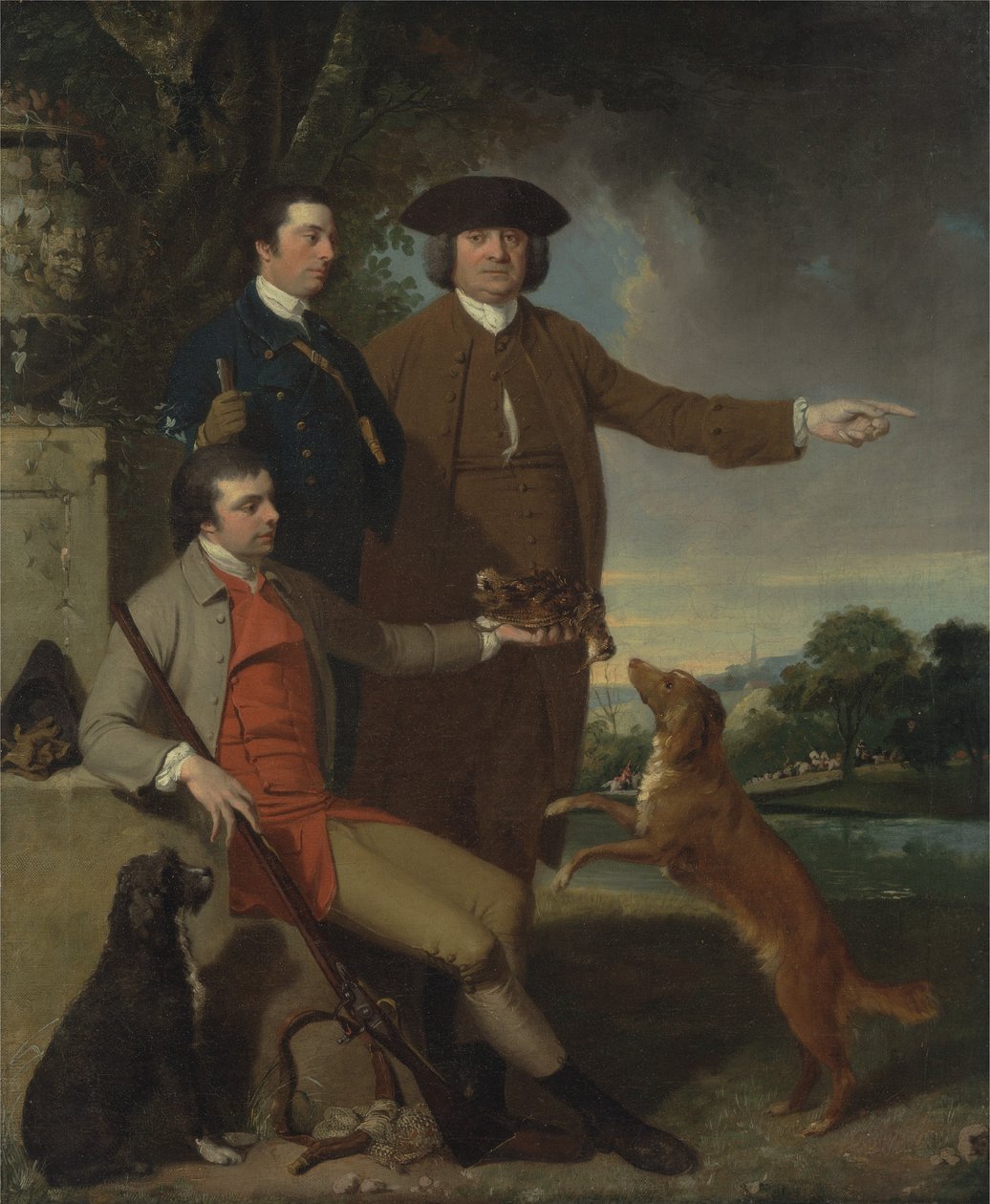 Självporträtt med far och bror, ca 1760-62 (olja på duk) av John Hamilton Mortimer