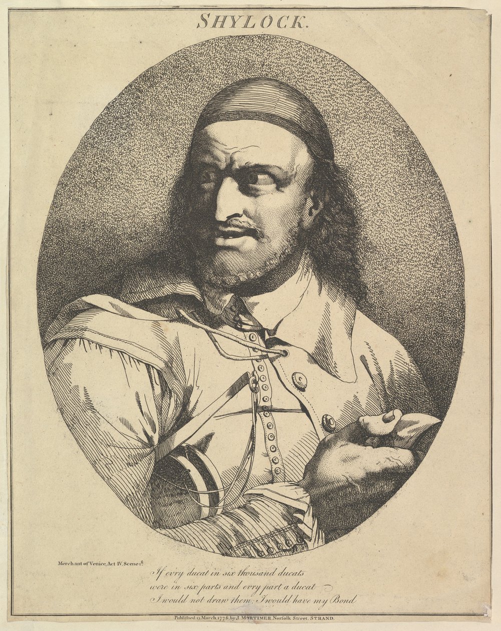 Shylock tolv karaktärer från Shakespeare, 15 mars 1776. av John Hamilton Mortimer