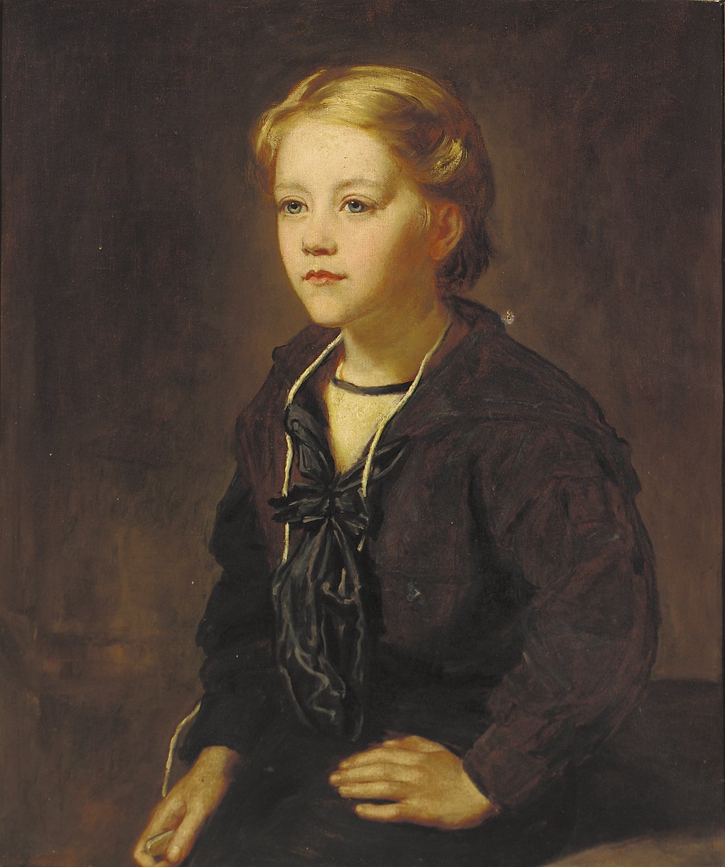 Porträtt av Lewin Edward Cadogan, sittande tre fjärdedels längd, i sjömanskostym (olja på duk) av John Hanson Walker