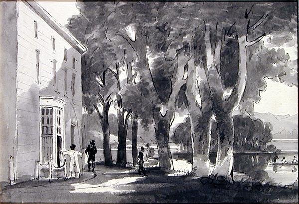 Brathay Hall (penna- och bläcktvätt på papper) av John Harden