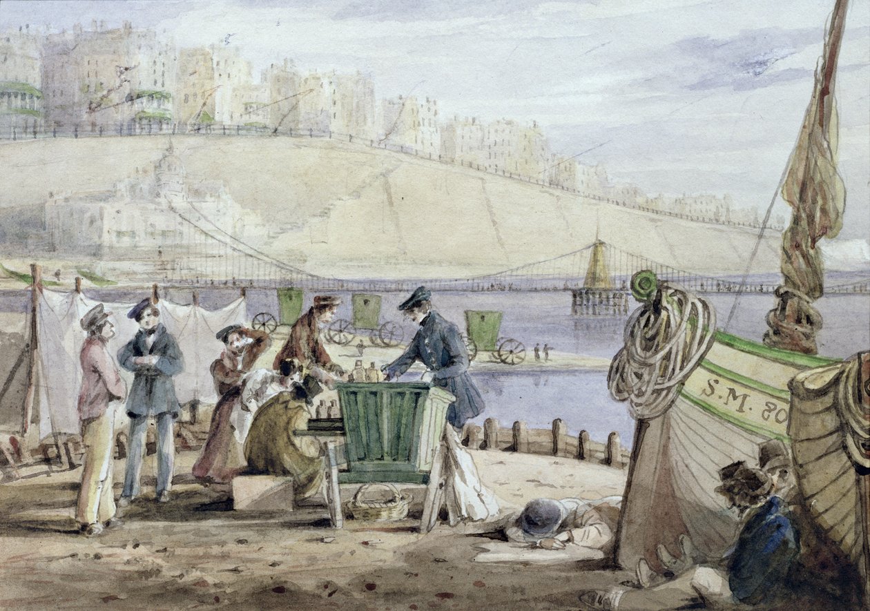 Brighton Beach, Sussex, 1844 (wc på papper) av John Harden