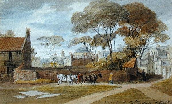 Calton Hill, Edinburgh - The Register House (akvarell på papper) av John Harden
