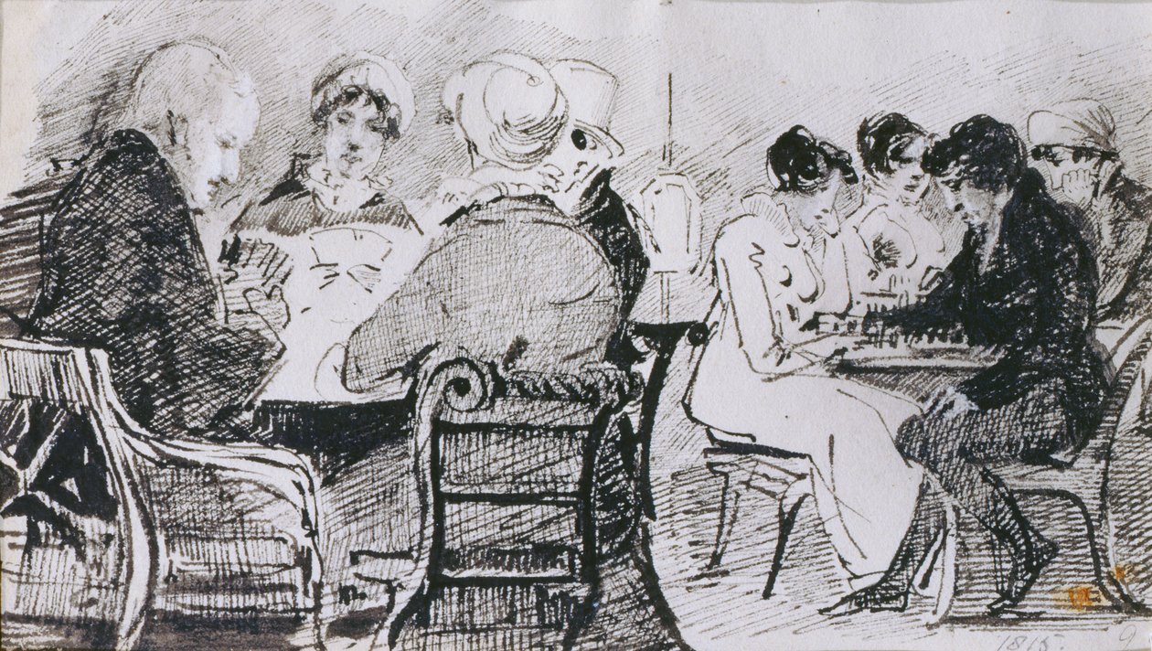 Kort och schack, 1815 (penna och bläck på papper) av John Harden