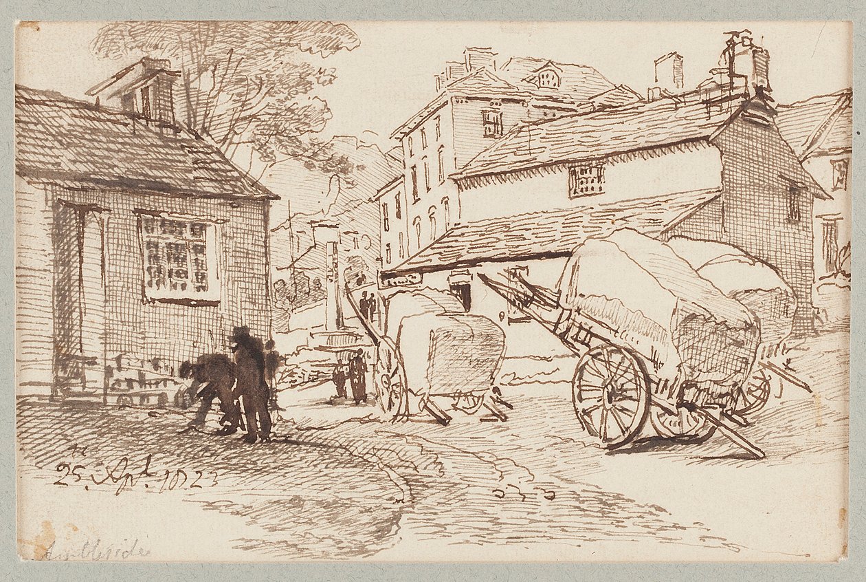 Vagnar i Ambleside, Cumbria, 1823 av John Harden