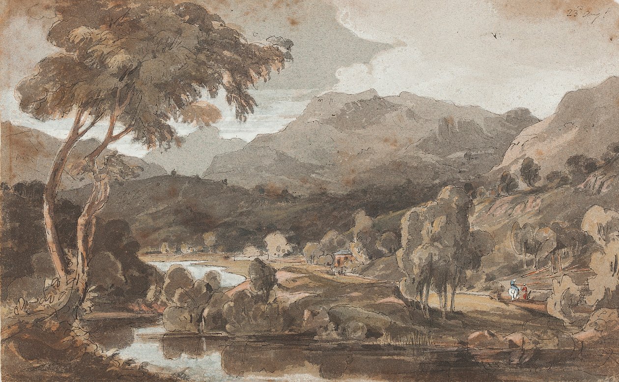 Elter Water, Lake District, Cumbria (wc på papper) av John Harden