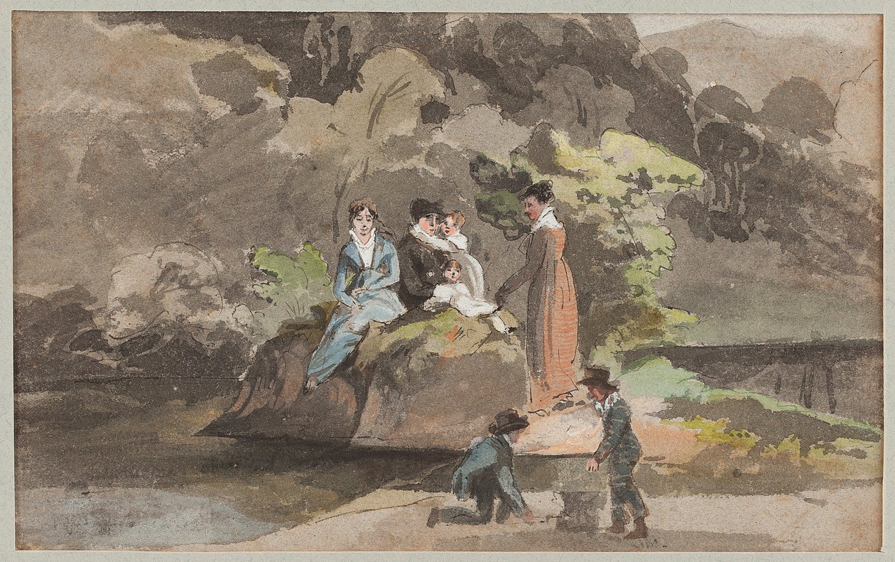 Grupp vid vattnet, 1810 (wc på papper) av John Harden