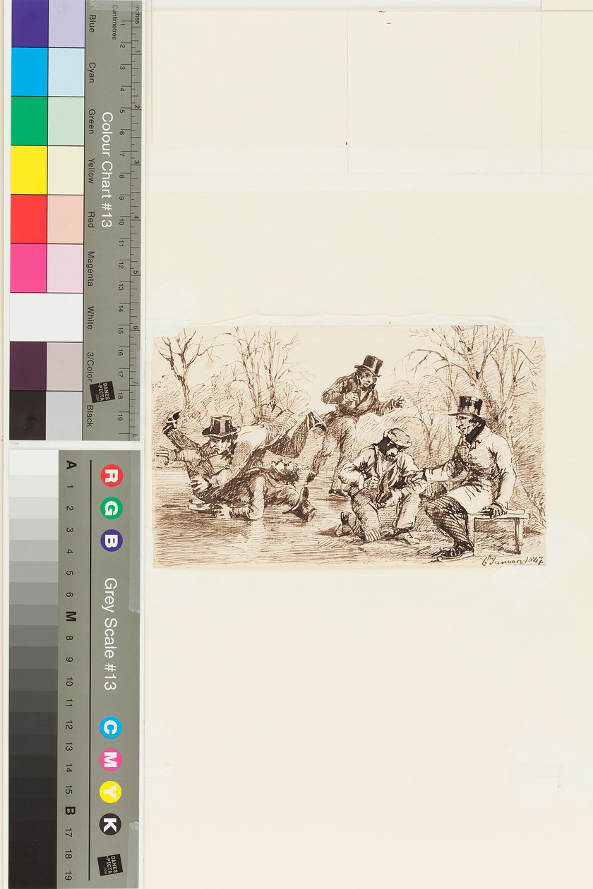 Skridskoåkning, 6 januari 1847 (penna och bläck på papper) av John Harden