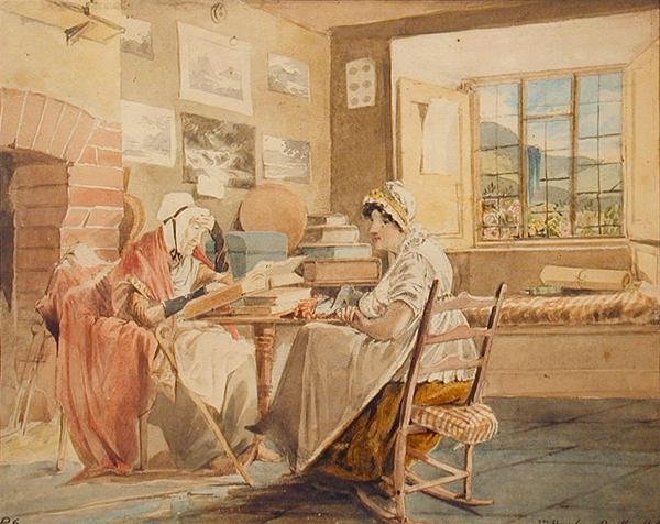 Interiör, Brathay Hall (akvarell på papper) av John Harden