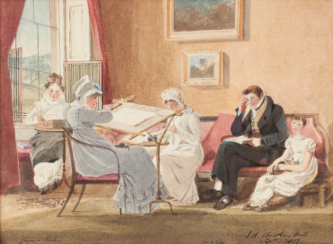 Jessie vid ett staffli, 1827 (wc på papper) av John Harden