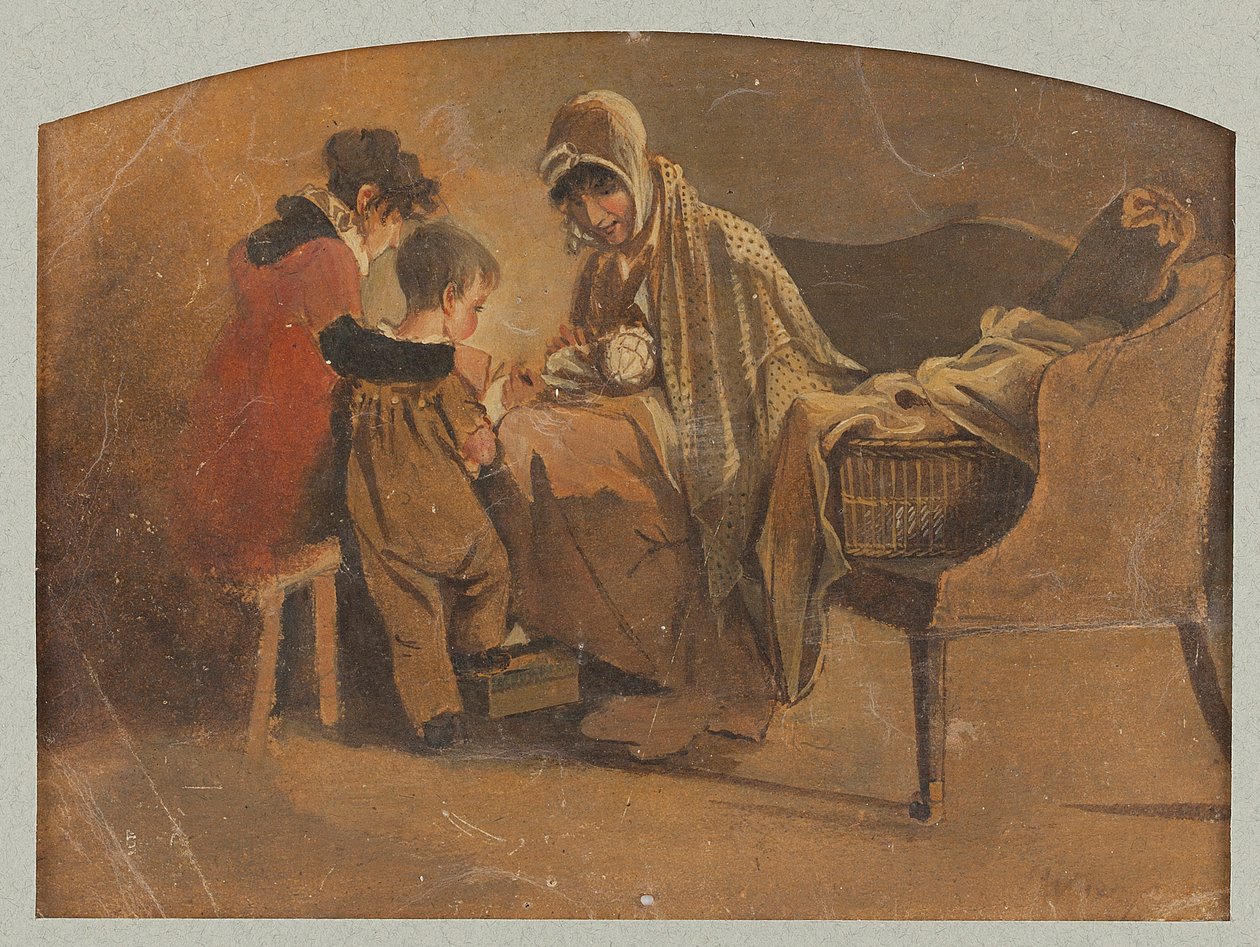 Mamma med bebis (wc på papper) av John Harden