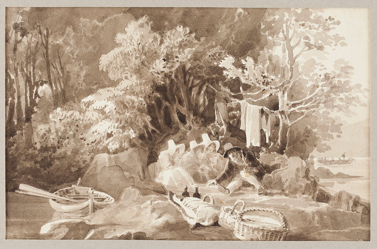 Picknick och båt (wc på papper) av John Harden