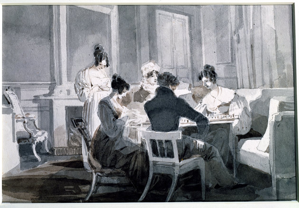 Brädspelet (penna- och bläcktvätt på papper) av John Harden