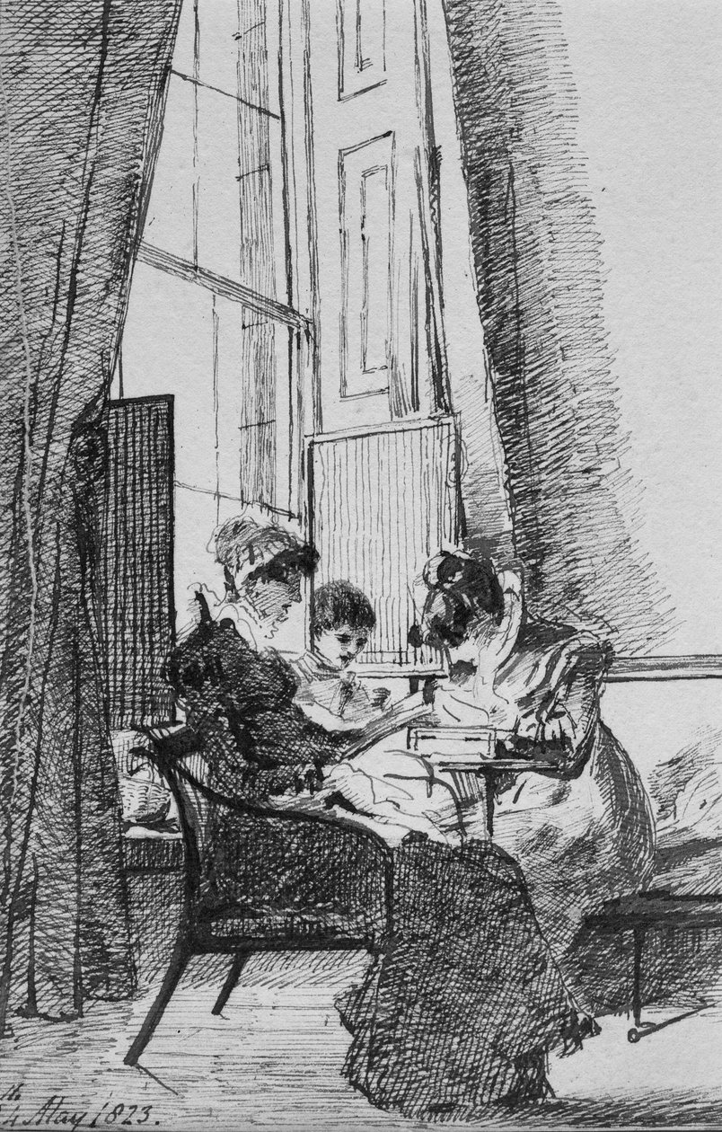 Three Women in a Georgian Interior, 24 maj 1823 (penna och bläck på papper) av John Harden