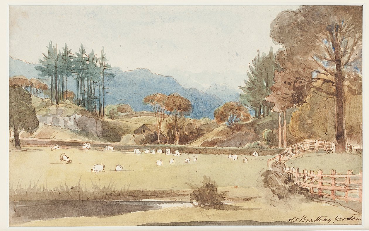 View to Langdale, Lake District, Cumbria, 1831 (wc på papper) av John Harden