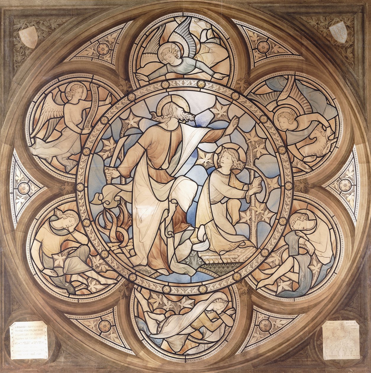 Homage till Pugin, ett fönster med målat glas, c.1850 av John Hardman Powell
