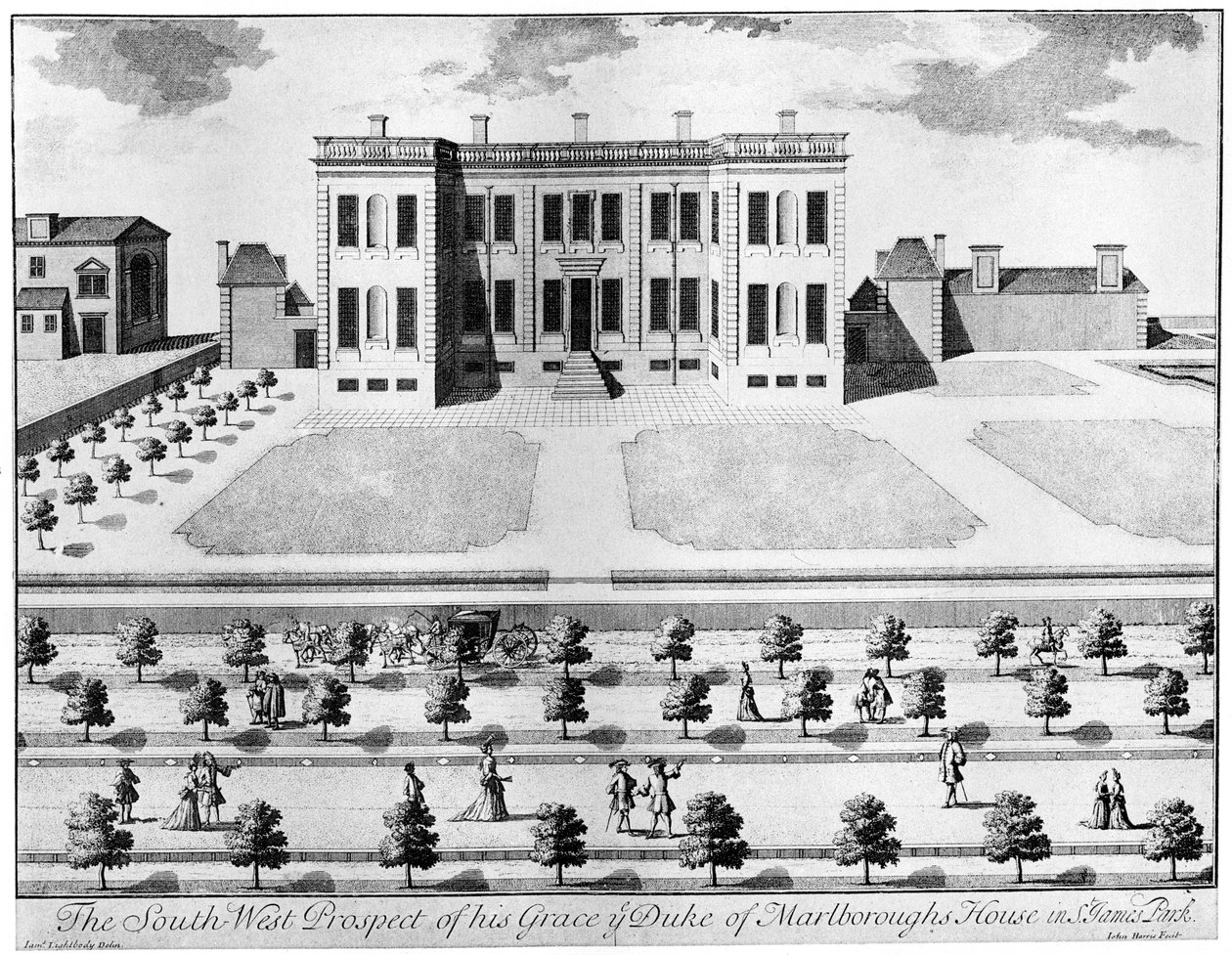 Marlborough House från sydväst, 1600-talet, 1908. av John Harris
