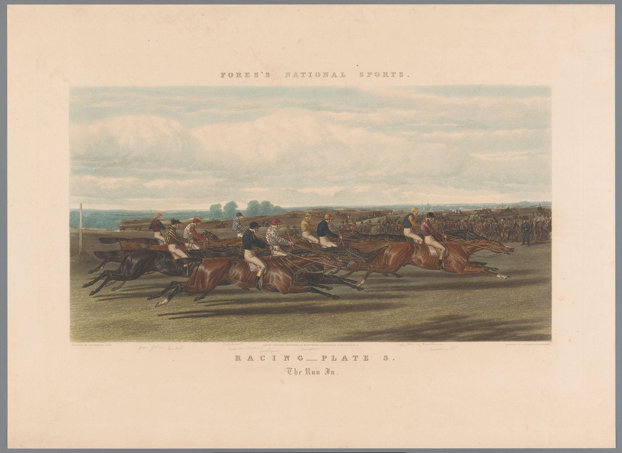 Paardenrace Racing - skylt 3. The Run In (titel på objekt) Fores nationale sporten (serietitel) Fore