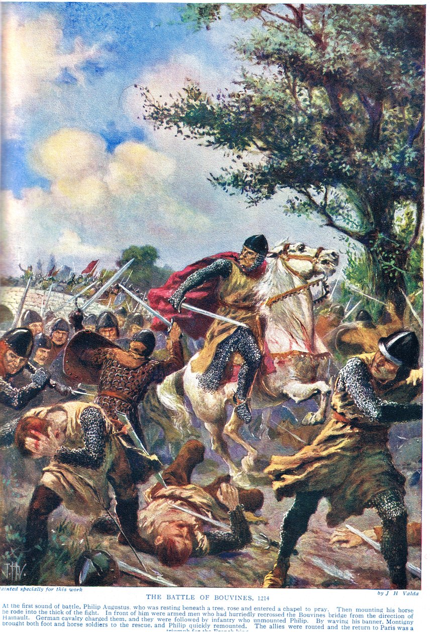 Battle of Bouvines 1214, illustration från 