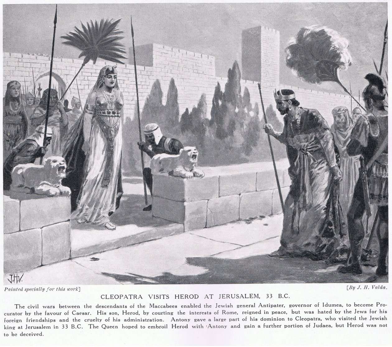 Kleopatra besöker Herodes i Jerusalem 33 f.Kr av John Harris Valda