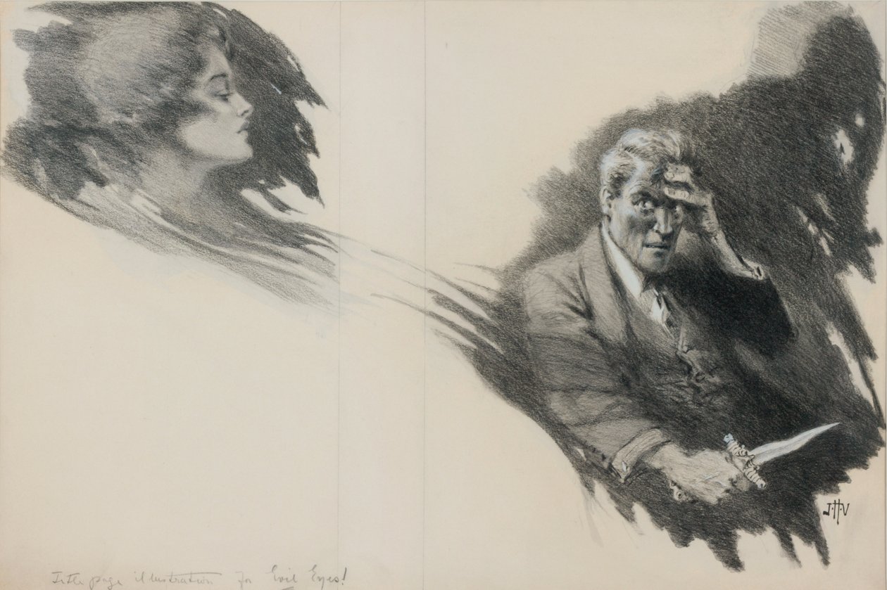 Evil Eyes (penna och krita på papper) av John Harris Valda