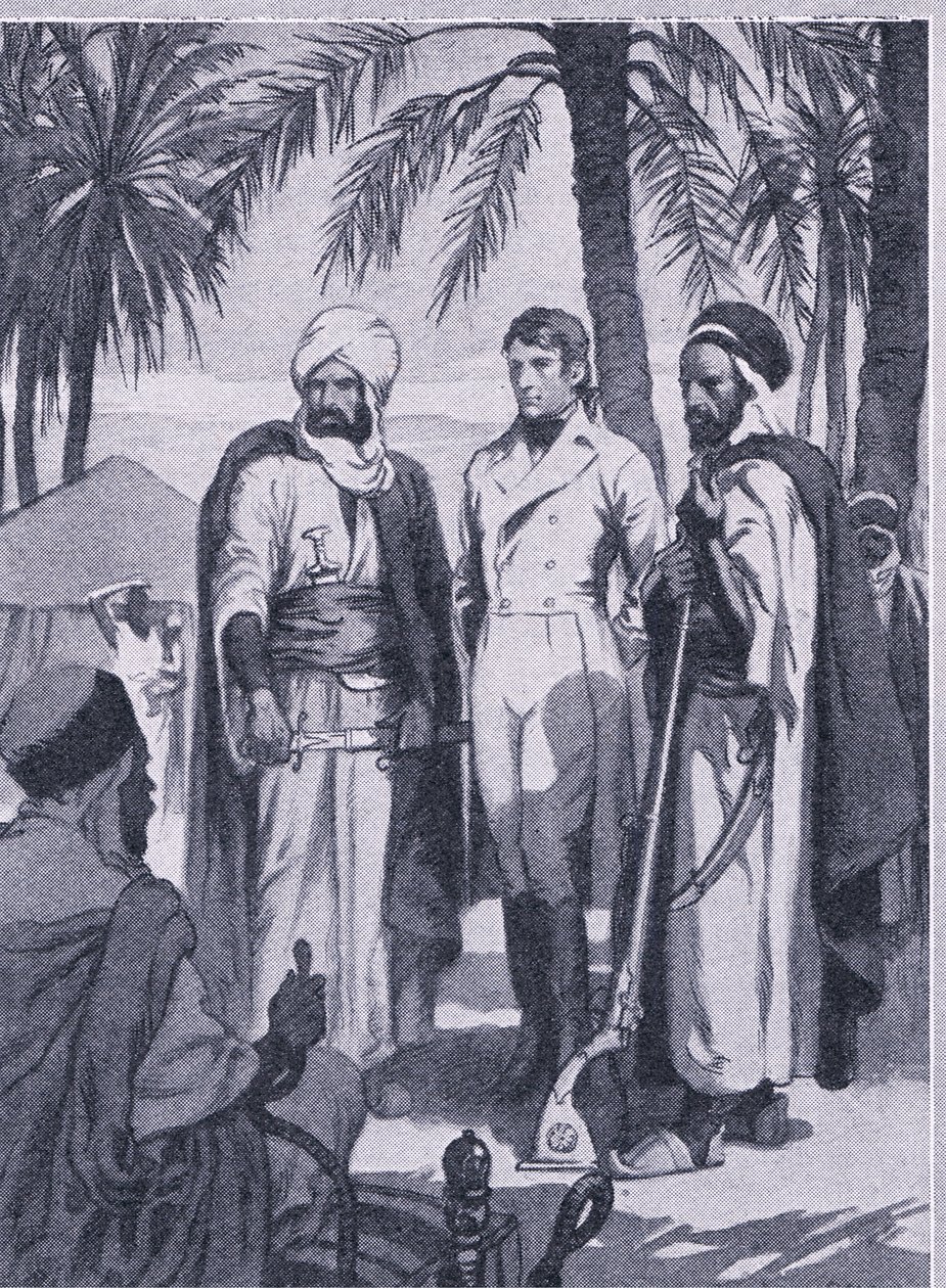 År 1853 gav sig David Livingstone tillsammans med ett litet sällskap infödda ut på en 1000 mil resa genom träsk och skogar, Newnes Pictorial Knowledge publicerad av Newnes, c.1950-talet (litho) av John Harris Valda